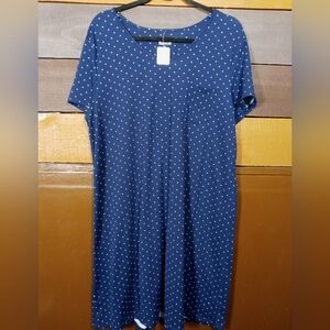 NWOT large Croft & Barrow navy Blue White Polka Dots Short Sleeve Nightgown